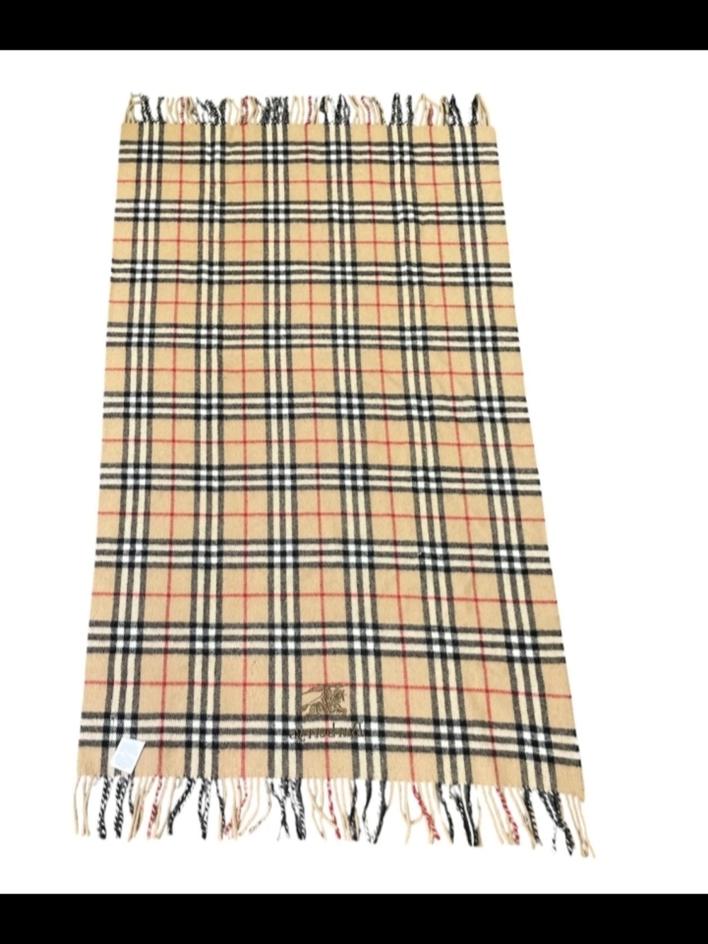 SALE! Authentic Burberry Nova Check 100% Wool Fringe Vintage Scarf W Box - Picture 6 of 14